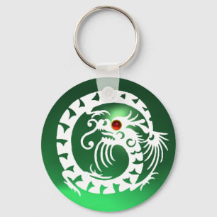 SNAKE DRAGON, weiß, rot, grüner Jade Schlüsselanhänger