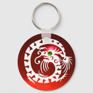 SNAKE DRAGON, weiß, rot, rubinrot, grüner Smaragd Schlüsselanhänger