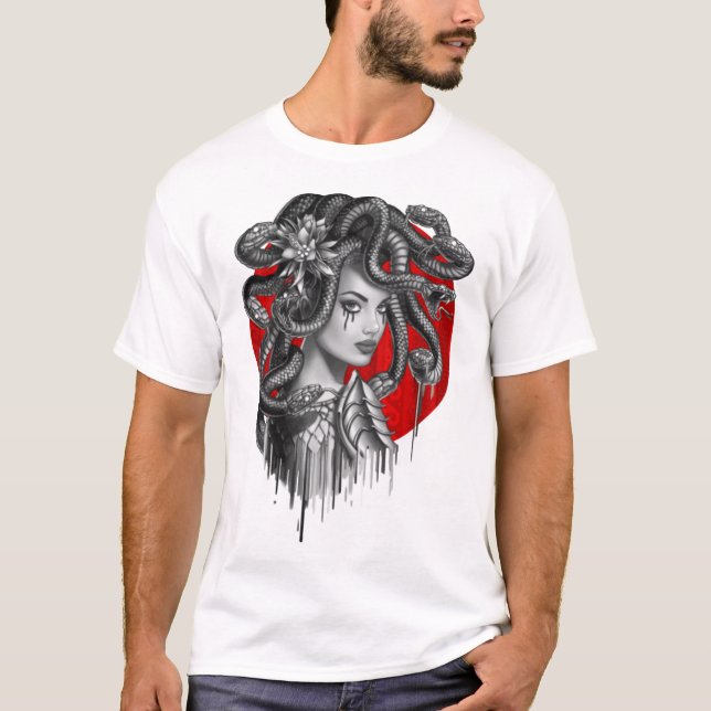 Snake Head Girl Medusa T-Shirt (Vorderseite)