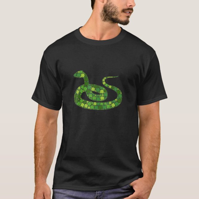 Snake Irish Lucky Green Kleeblatt Clover St Patric T-Shirt (Vorderseite)