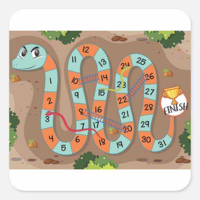 Snake Ladder Game Quadratischer Aufkleber (Vorderseite)