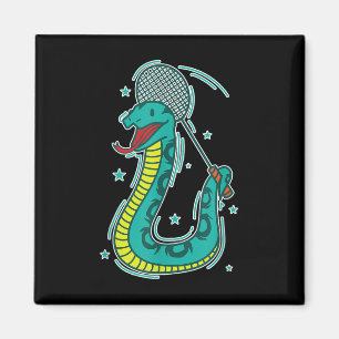 Snake Plays Badminton Magnet