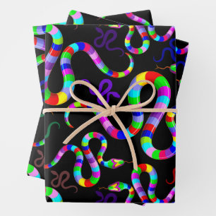 Snake Psychedelic Rainbow Colors Geschenkpapier Set