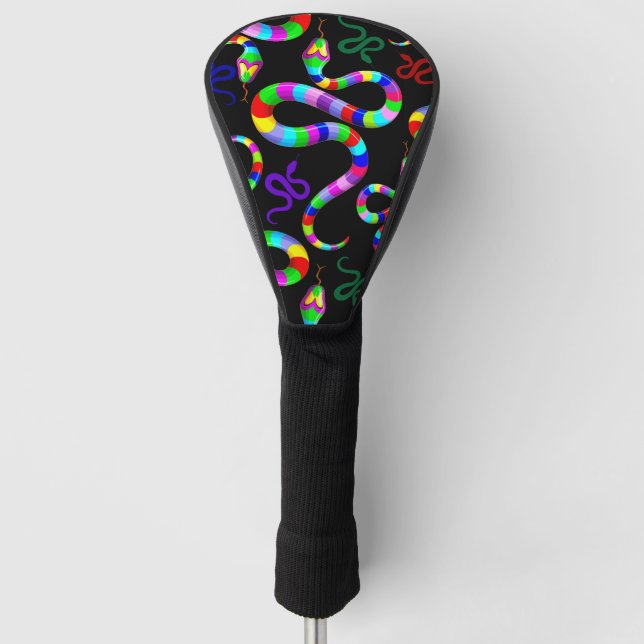 Snake Psychedelic Rainbow Colors Golf Headcover (Vorderseite)