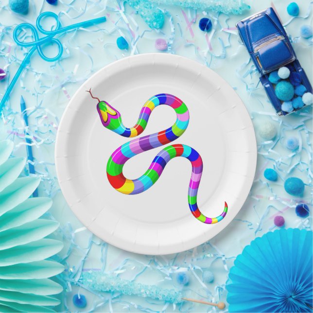 Snake Psychedelic Rainbow Colors Pappteller (Party)