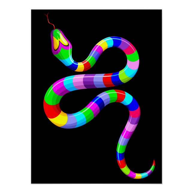 Snake Psychedelic Rainbow Colors Poster (Vorderseite)