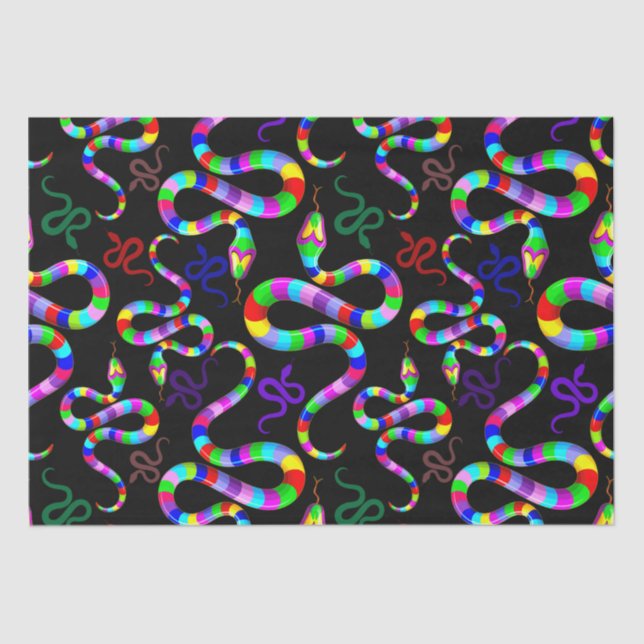 Snake Psychedelic Rainbow Colors Seidenpapier (Vorderseite)