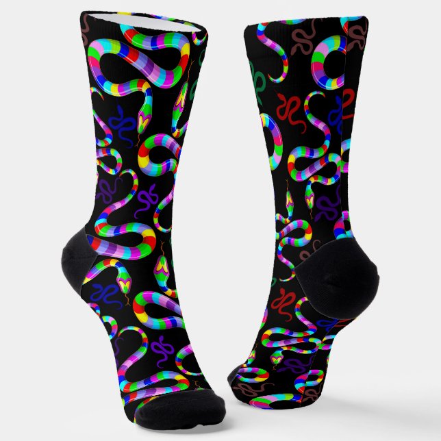 Snake Psychedelic Rainbow Colors Socken (Gewinkelt)