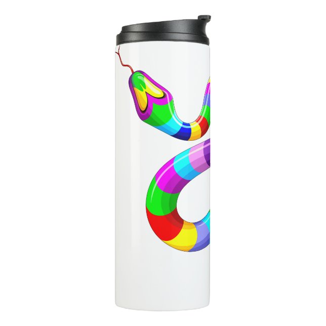 Snake Psychedelic Rainbow Colors Thermosbecher (Nach links gedreht)
