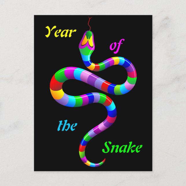 Snake Psychedelic Rainbow Postcard Postkarte (Vorderseite)