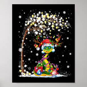 Snake Reindeer Hat Weihnachtsbaum Funny Xmas Poster