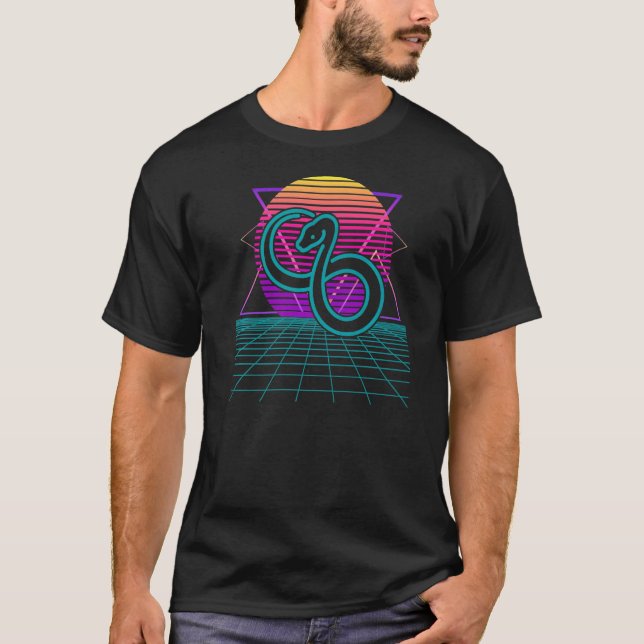 Snake Retro 80er Style Ball Python Boa Constrictor T-Shirt (Vorderseite)