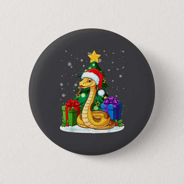 Snake Santa Hat Christmas Pajama Cute Animal Snowf Button (Vorderseite)