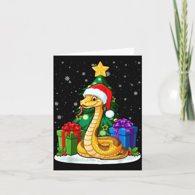 Snake Santa Hat Christmas Pajama Cute Animal Snowf Karte (Vorderseite)