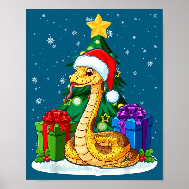 Snake Santa Hat Christmas Pajama Cute Animal Snowf Poster (Vorne)