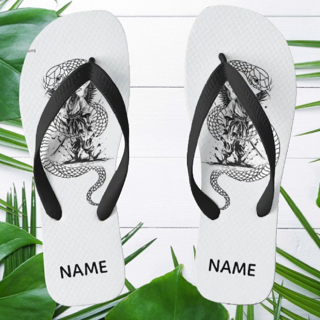 Snake Skull Flip-Flops – Gothic Tattoo Style Shoes Flip Flops (Von Creator hochgeladen)