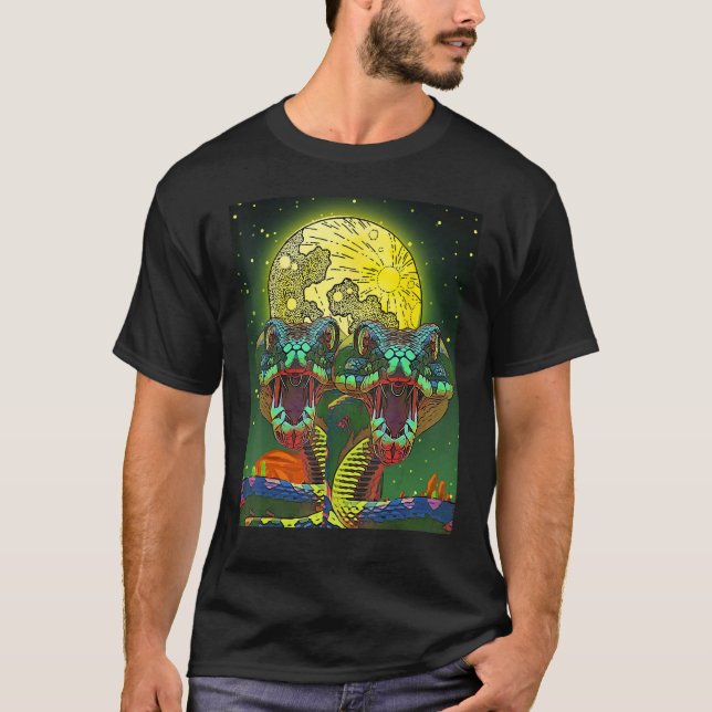 Snake  Trippy 2 Headed Snake in Desert Cool Graphi T-Shirt (Vorderseite)