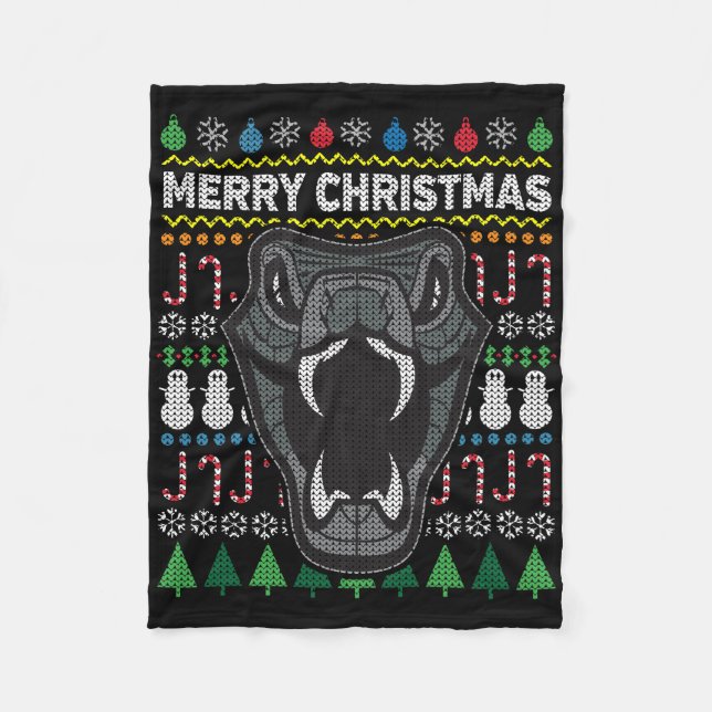 Snake Ugly Christmas Sweater Wildlife Series Fleecedecke (Vorderseite)