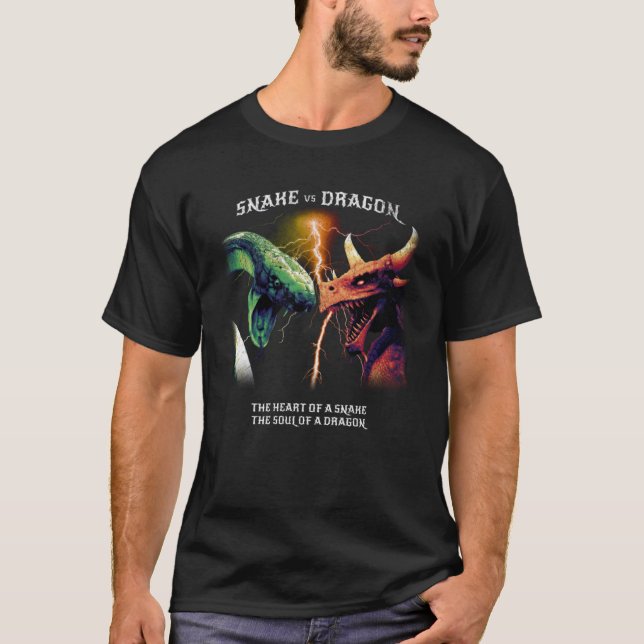 Snake Vs Dragon Cool Fantasy Reader Cooles Videosp T-Shirt (Vorderseite)