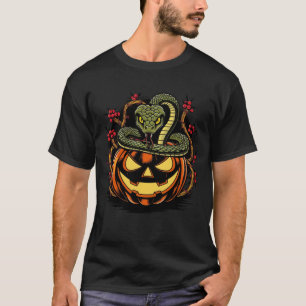 Snake Wrapped Around Jack-o'-Lantern Art T-Shirt