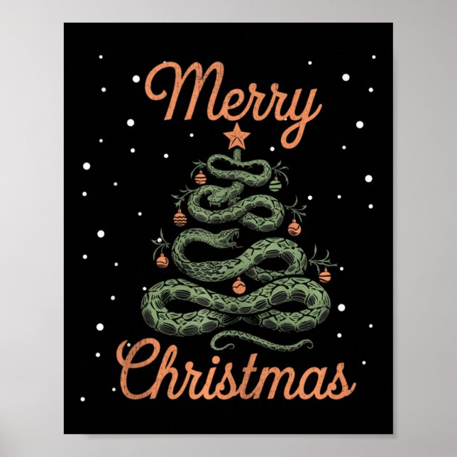 Snake Xmas Tree Schlangen Weihnachtsbaum Frohe Chr Poster (Vorne)