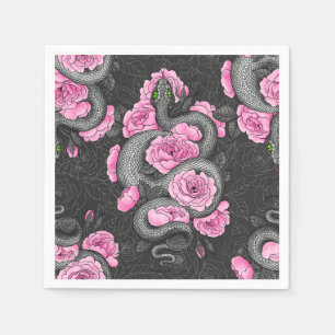 Snakes and pink roses serviette