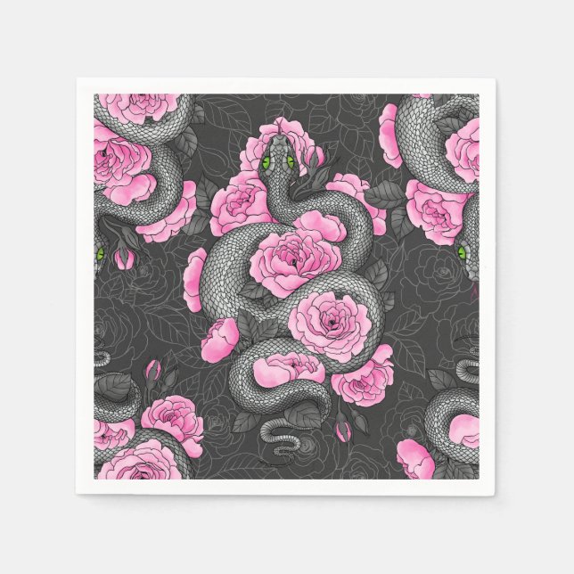 Snakes and pink roses serviette (Vorderseite)