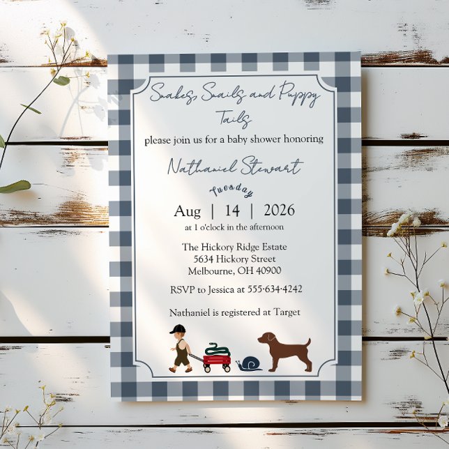 Snakes, Snails & Puppy Tails — Baby Boy Invitation Einladung (Von Creator hochgeladen)