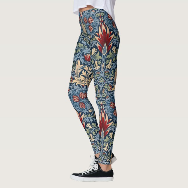 Snakeshead, Blume Wallpaper von William Morris Leggings (Links)