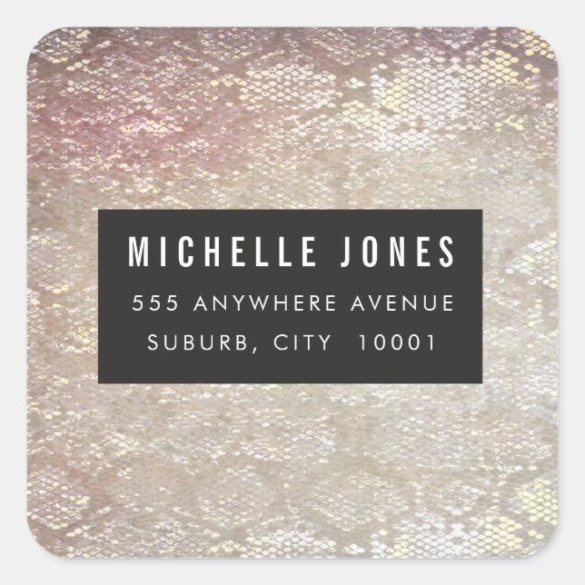 Snakeskin Animal Print Business Address Labels Quadratischer Aufkleber (Vorderseite)
