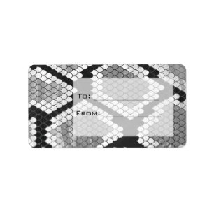 Snakeskin, grau, weiß und schwarz Mit Monogramm Adressaufkleber
