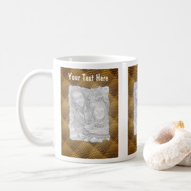 Snakeskin Muster Rahmen Personalisiertes Foto Kaffeetasse (Mit Donut)