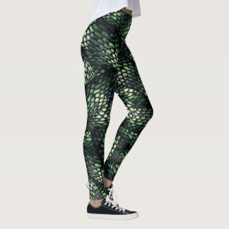 #Snakeskin, Schlangenhaut grün und schwarz Leggings