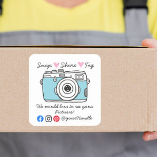 Snap & Share Danke Social Media Paket Quadratischer Aufkleber
