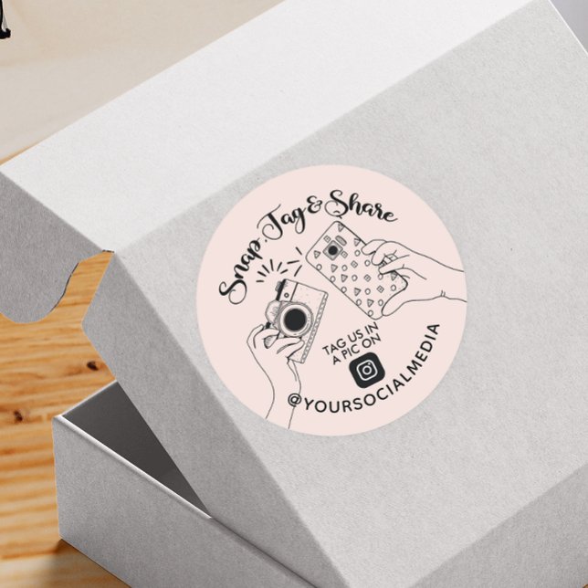 Snap, Tag, Instagram Social Media Classic teilen Runder Aufkleber (Von Creator hochgeladen)
