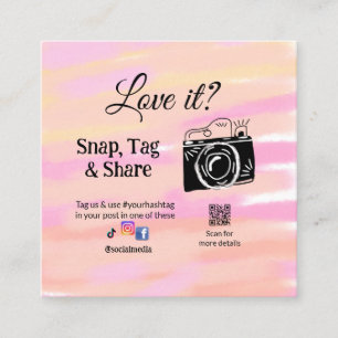 Snap-Tag-Share-Media-Kamera fügt soziale Liebe hin Quadratische Visitenkarte