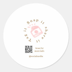 Snap-Tag teilen soziale Medien QR-Code braun rot Runder Aufkleber
