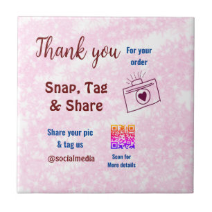 Snap-Tag teilen soziale Medien QR-Code Glitter ros Fliese