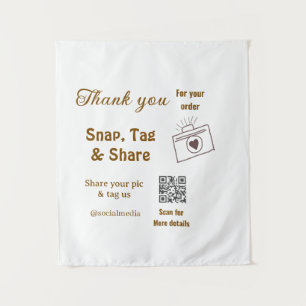 Snap-Tag teilen soziale Medien QR-Code Glitter ros Wandteppich