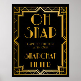 Snapchat Wedding Sign   Gatsby Art Deco Poster