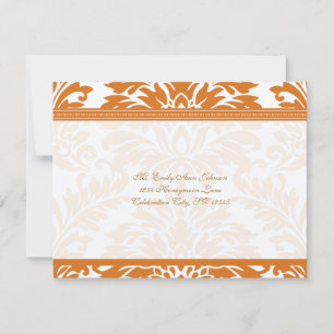 Snapdragon Coral & Ivory Damask Wedding UAWG Einladung
