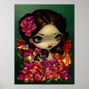 Snapdragon Fairy ART DRINT Fantasy Dragon Blume Poster