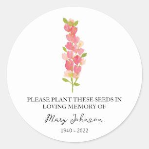 Snapdragon Memorial Beerdigung Seed Packet Runder Aufkleber