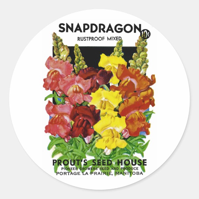 Snapdragon Vintag Seed Packet Runder Aufkleber (Vorderseite)