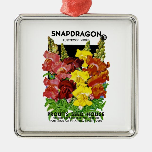 Snapdragon Vintages Samen-Paket Ornament Aus Metall (Vorne)
