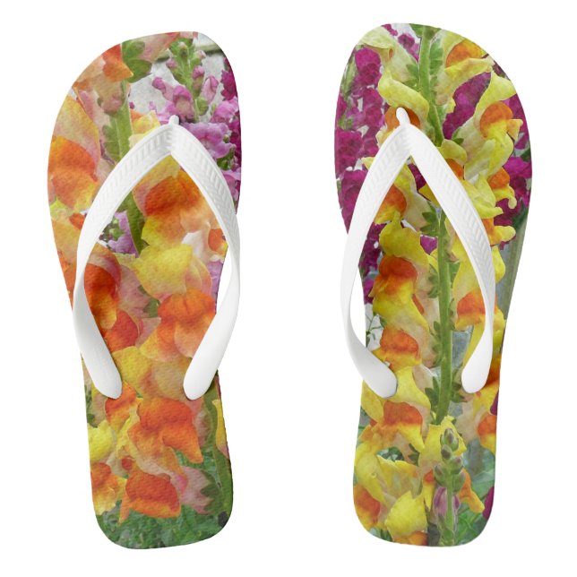 Snapdragons farbenfrohe Blüte Flip Flops (Fußbett)