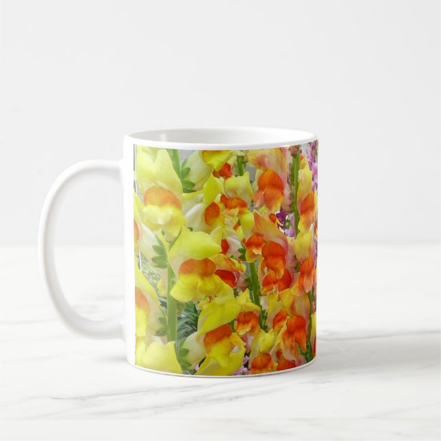 Snapdragons farbenfrohe Blüte Kaffeetasse (Links)