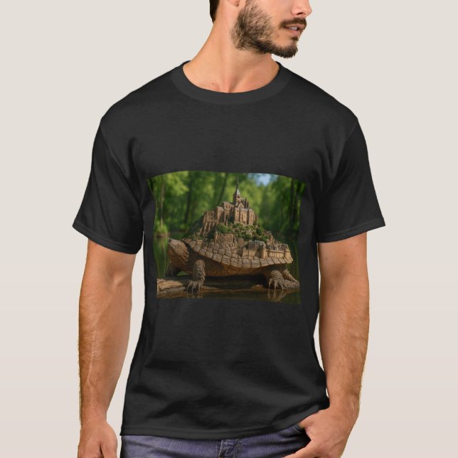 Snappingurtle with Le MontSaintMichel Shell retro T-Shirt (Vorderseite)