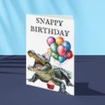 Snappy Birthday Alligator Funny Crocodile  Karte<br><div class="desc">This design may be personalized by choosing the Edit Design option. You may also transfer onto other items. Contact me at colorflowcreations@gmail.com or use the chat option at the top of the page if you wish to have this design on another product or need assistance. See more of my designs...</div>