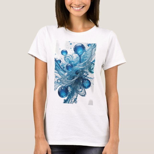 Snappy Blue WATER DRIP Druck T-Shirt (Vorderseite)